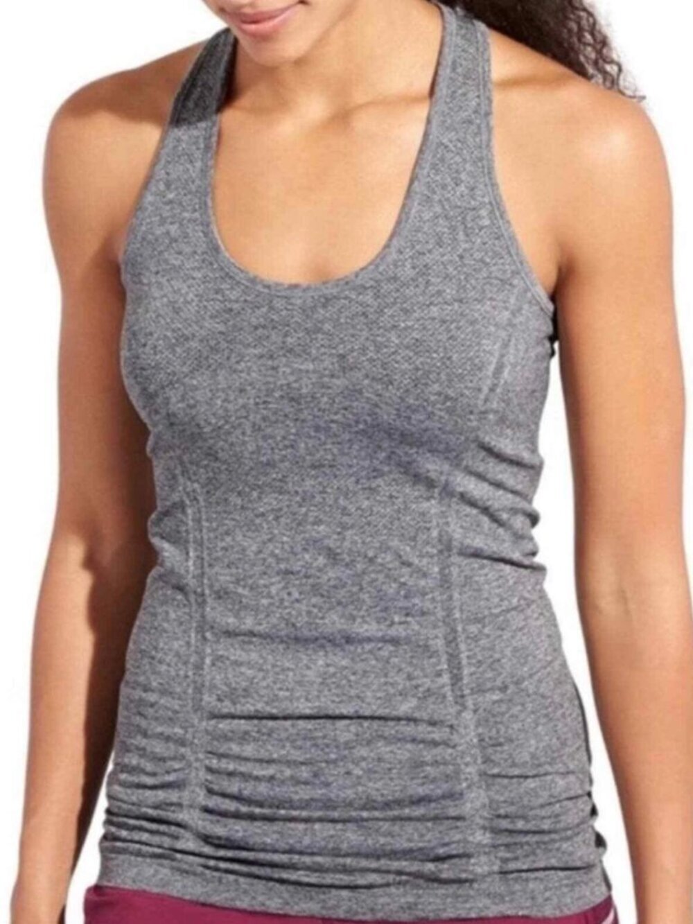Athleta Gray Fastest Track Racerback Tank with Side Ruching Fitted Medium